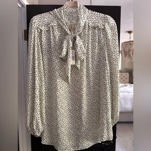 NWT | Max Studio | Black and Cream Tie Front Blouse | xl